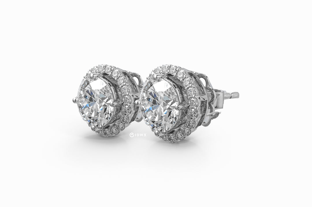 AYLA WHITEGOLD HALO EARRINGS ROUND CUT LAB DIAMOND
