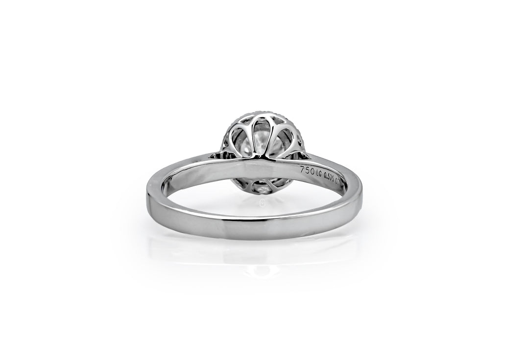 WHITEGOLD HALO RING 0.5CT ROUND CUT LAB DIAMOND