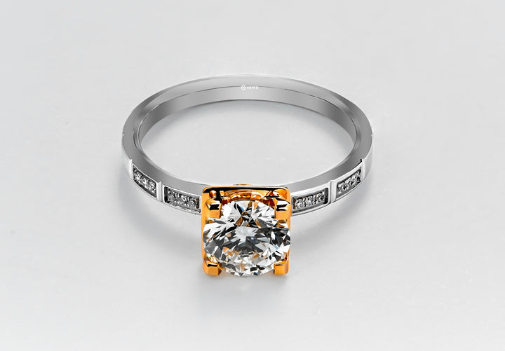 LAB DIAMOND 1CT ROUND BRILLIANT TWOTONE RING