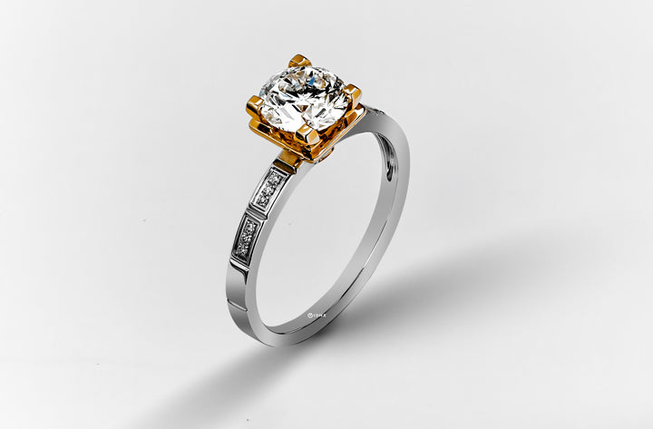 LAB DIAMOND 1CT ROUND BRILLIANT TWOTONE RING