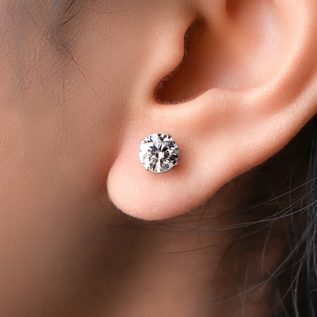 LAB DIAMOND 1CT ROUND BRILLIANT STUD EARRINGS