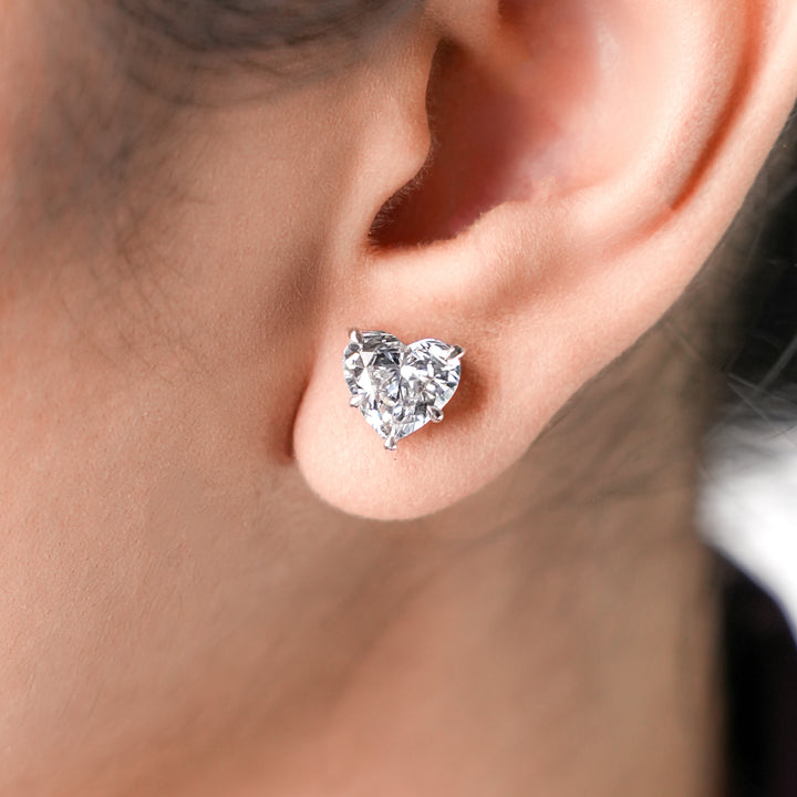 LAB DIAMOND 2CT HEART BRILLIANT STUD EARRINGS