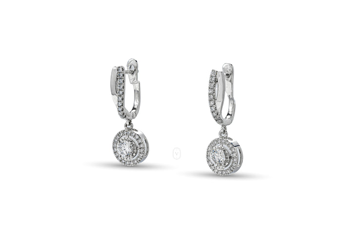 Drop Halo Earrings Round