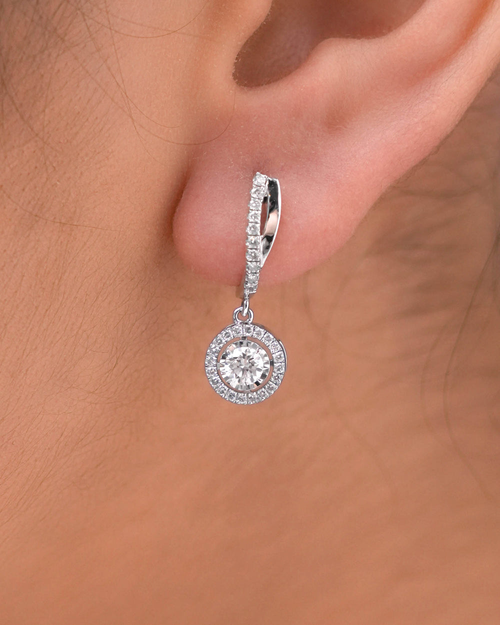 Drop Halo Earrings Round