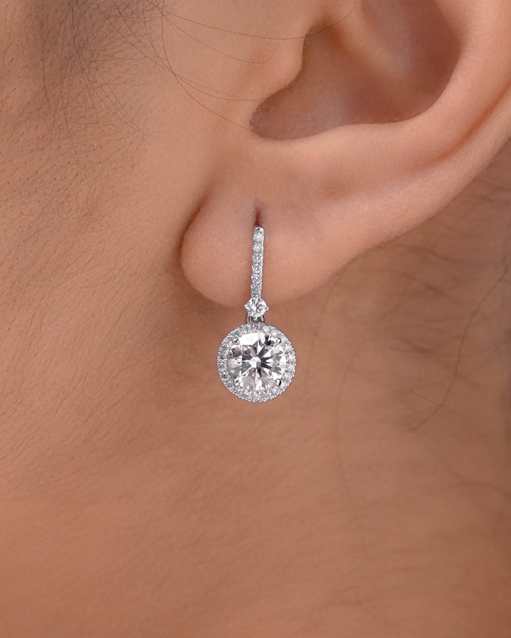 Drop Halo Earrings Round