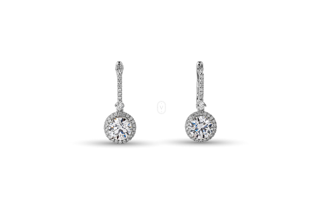 Drop Halo Earrings Round