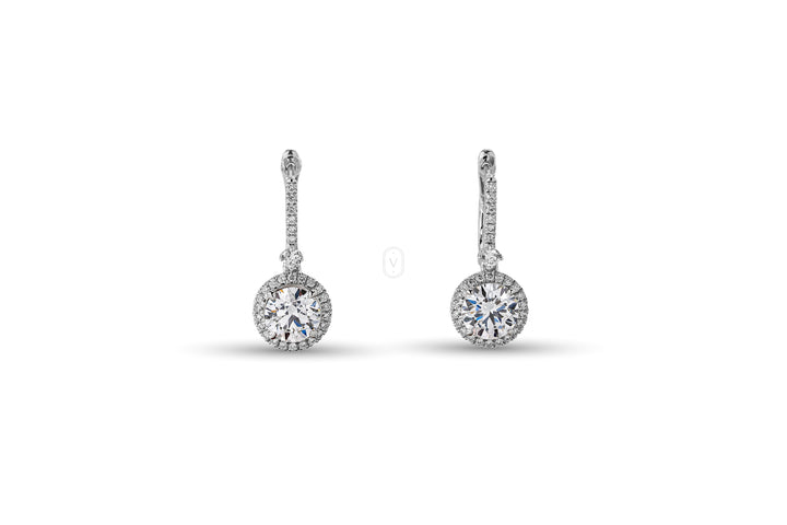 Drop Halo Earrings Round