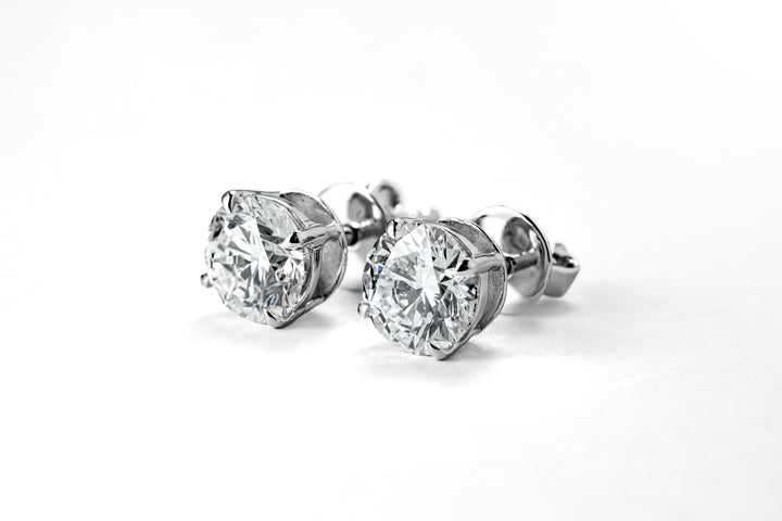 LAB DIAMOND 1CT ROUND BRILLIANT STUD EARRINGS