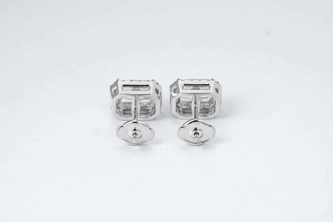 LAB DIAMOND 1CT RADIANT BRILLIANT HALO STUD WHITEGOLD EARRINGS