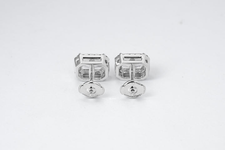 LAB DIAMOND 1CT RADIANT BRILLIANT HALO STUD WHITEGOLD EARRINGS