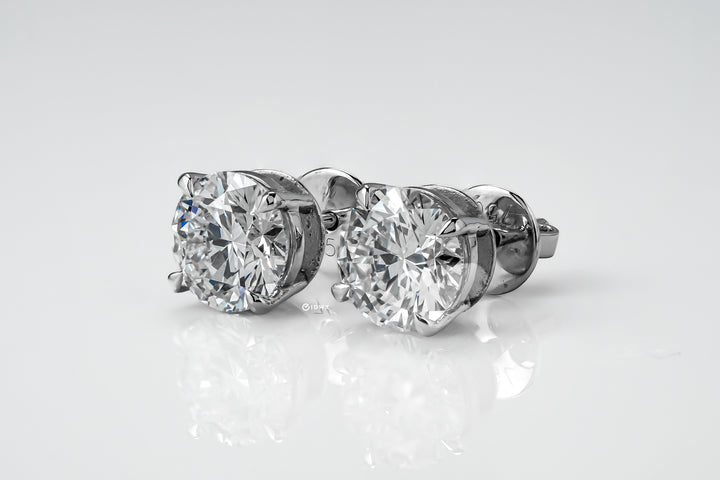 SIERRA STUD EARRINGS TOTAL 4CT ROUND CUT LAB DIAMOND