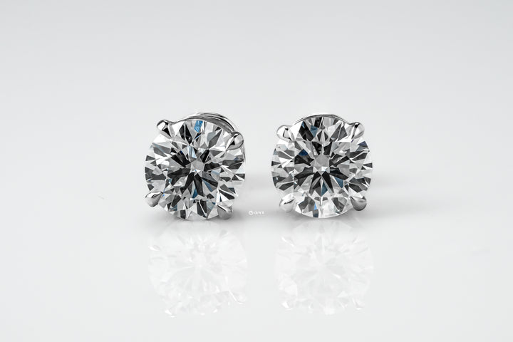 SIERRA STUD EARRINGS TOTAL 4CT ROUND CUT LAB DIAMOND