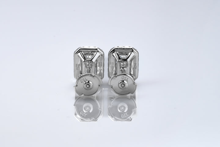 ABBEY WHITEGOLD EARRINGS 1CT RADIANT CUT LAB DIAMOND WITH HALO SIDE STONE