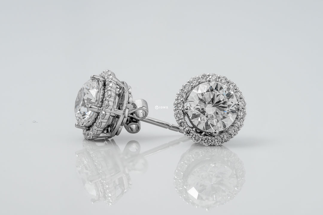 AYLA WHITEGOLD HALO EARRINGS ROUND CUT LAB DIAMOND