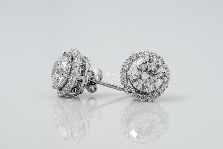 AYLA WHITEGOLD HALO EARRINGS ROUND CUT LAB DIAMOND