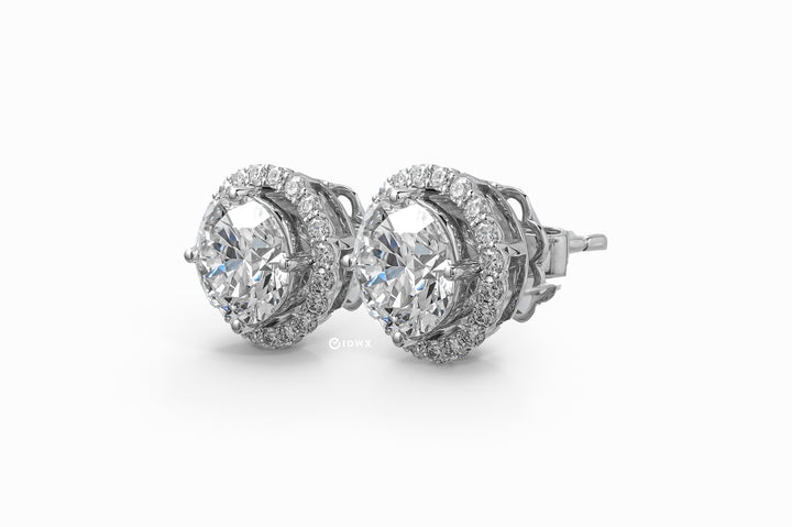 AYLA WHITEGOLD HALO EARRINGS ROUND CUT LAB DIAMOND