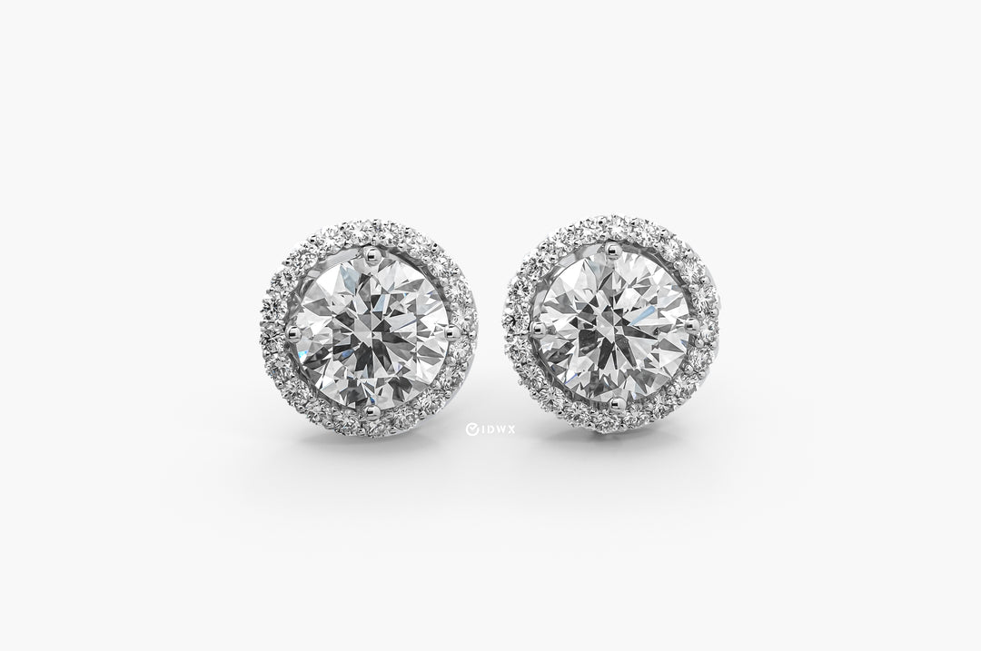 AYLA WHITEGOLD HALO EARRINGS ROUND CUT LAB DIAMOND