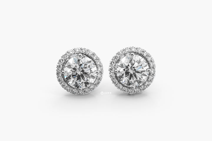 AYLA WHITEGOLD HALO EARRINGS ROUND CUT LAB DIAMOND