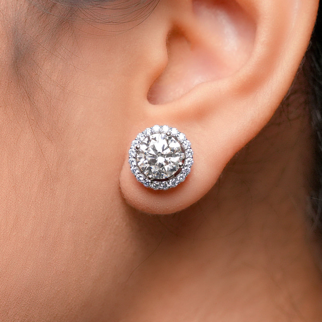 AYLA WHITEGOLD HALO EARRINGS ROUND CUT LAB DIAMOND