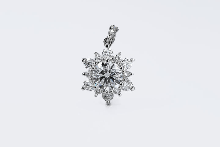 LAB DIAMOND 1CT ROUND BRILLIANT PENDANT FLOWER