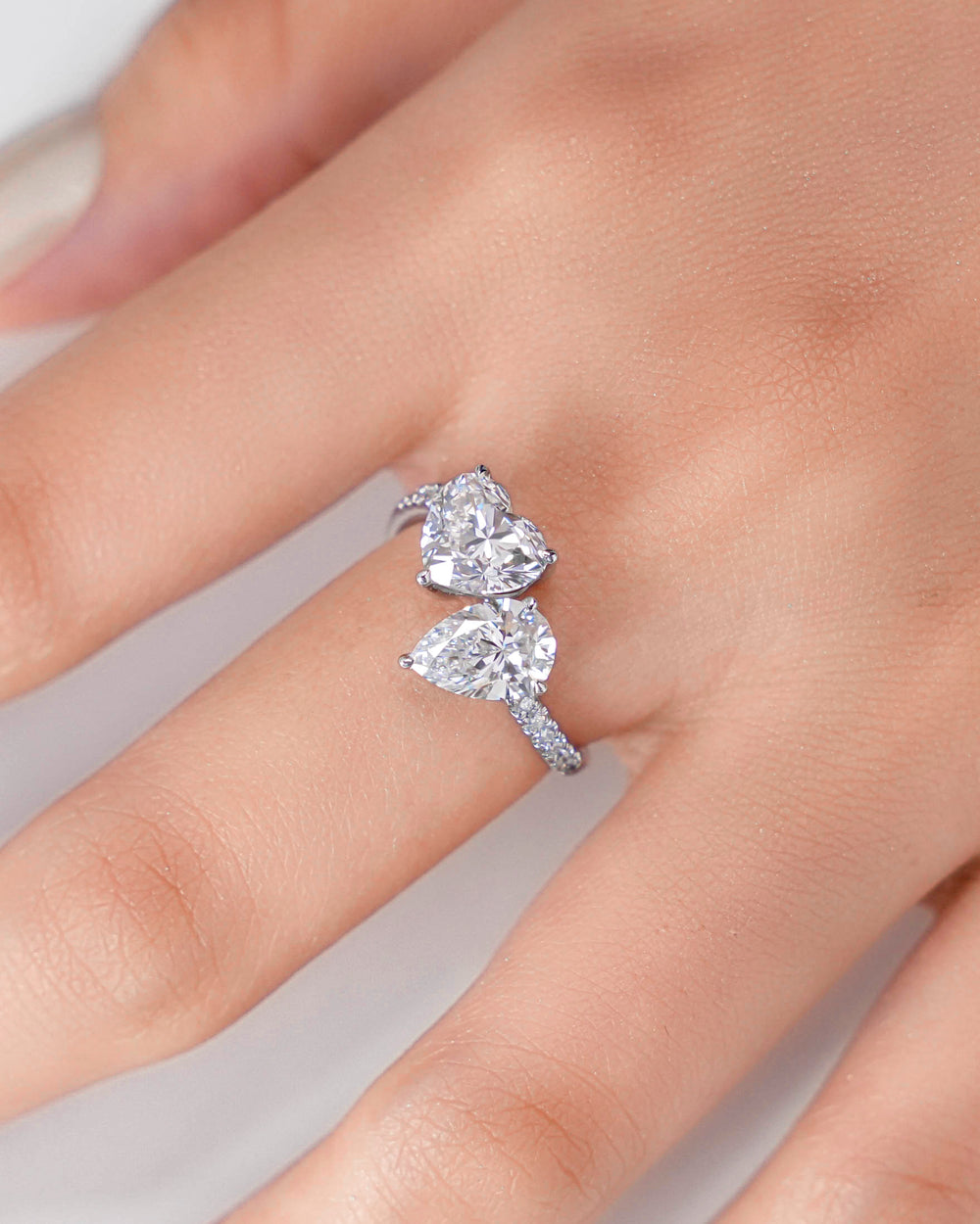 Heart Pear Ring Paved Set