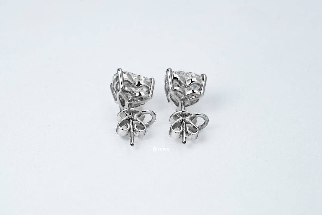 LAB DIAMOND 2CT HEART BRILLIANT STUD EARRINGS