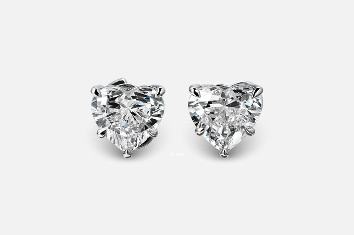 LAB DIAMOND 2CT HEART BRILLIANT STUD EARRINGS