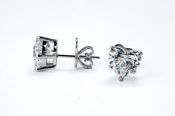 LAB DIAMOND 2CT HEART BRILLIANT STUD EARRINGS