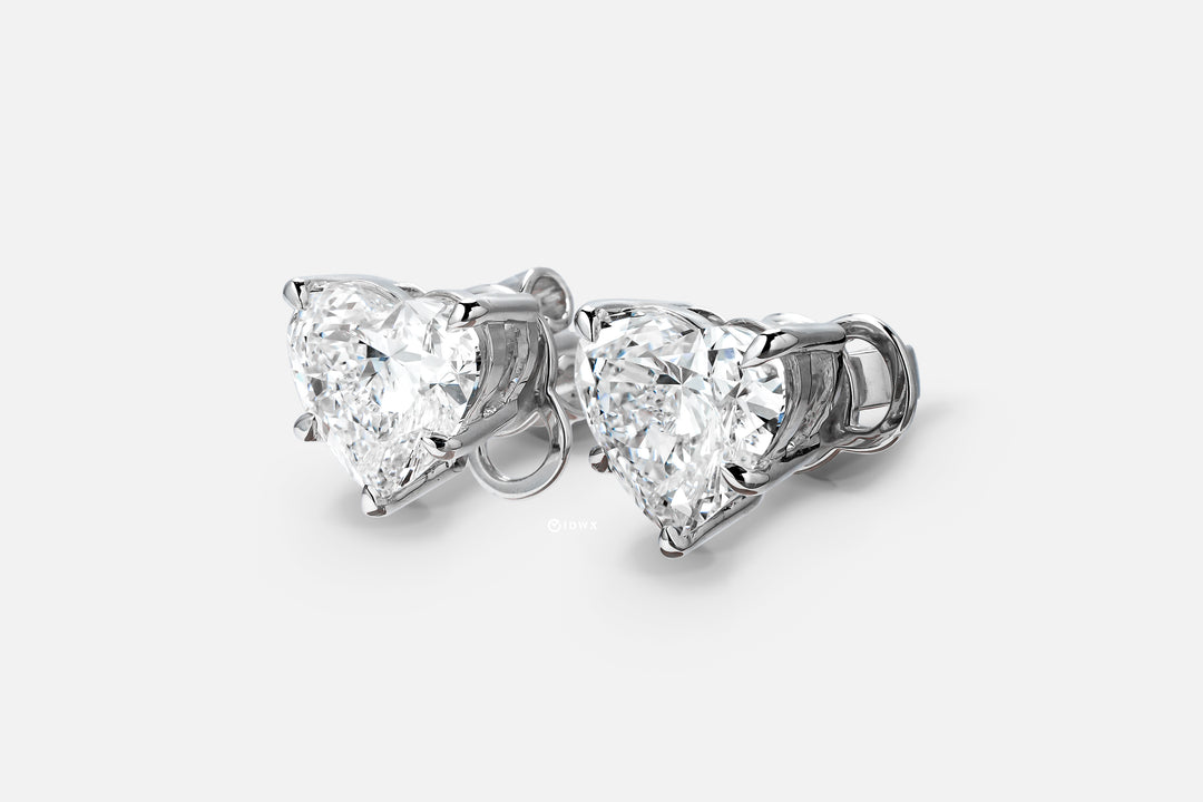 LAB DIAMOND 2CT HEART BRILLIANT STUD EARRINGS