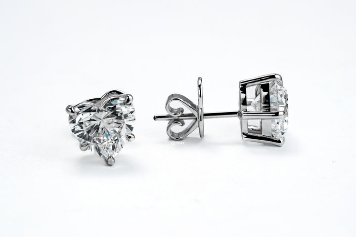 LAB DIAMOND 2CT HEART BRILLIANT STUD EARRINGS