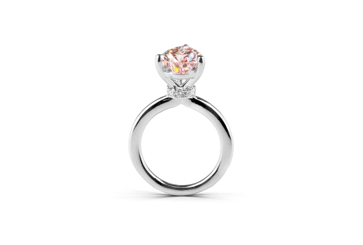EMMA WHITEGOLD RING 3CT FANCY VIVID PINK PEAR CUT LAB DIAMOND WITH HIDEN HALO