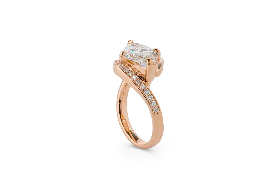 ELIZABETH ROSEGOLD RING 3CT MARQUISE CUT LAB DIAMOND