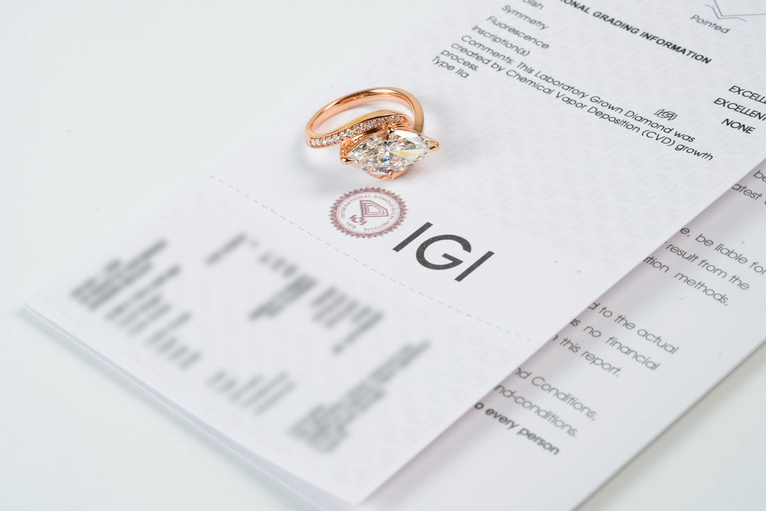 ELIZABETH ROSEGOLD RING 3CT MARQUISE CUT LAB DIAMOND