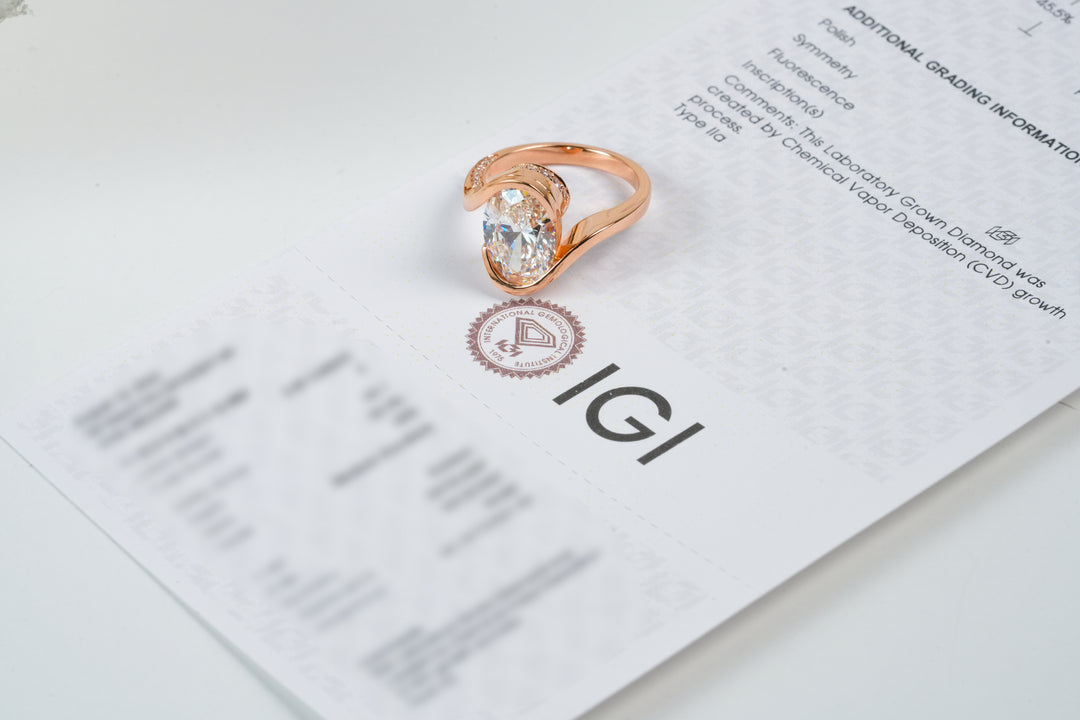 DIANA ROSEGOLD RING 3CT OVAL CUT LAB DIAMOND