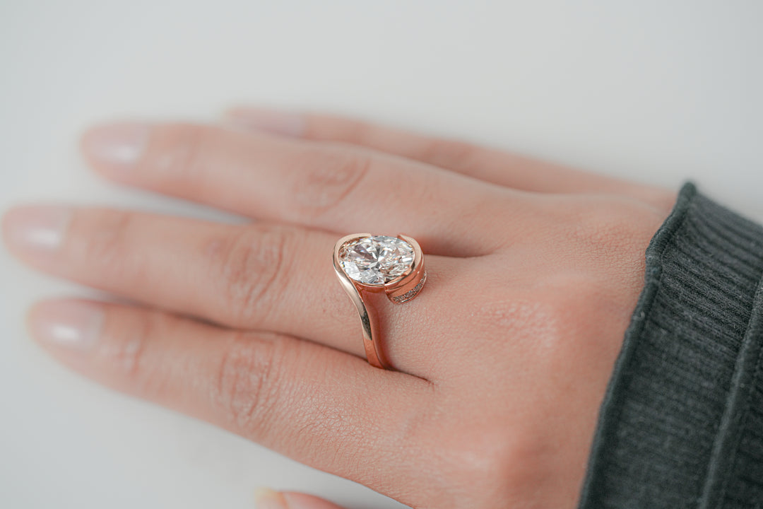DIANA ROSEGOLD RING 3CT OVAL CUT LAB DIAMOND