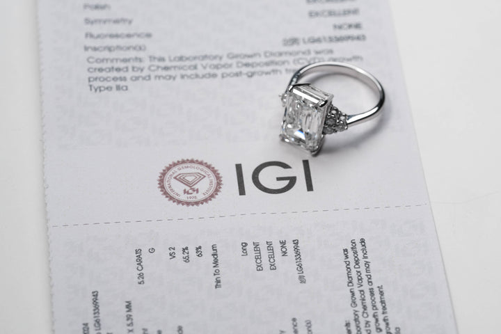 Harga Lab Grown Diamond Emerald Ring Whitegold