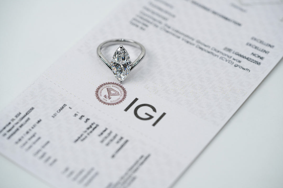 IVANA WHITEGOLD RING 3CT MARQUISE CUT LAB DIAMOND