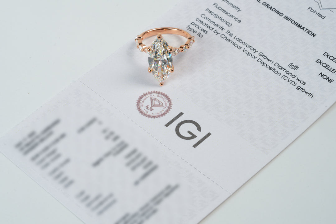 ISABELLA ROSEGOLD RING 5CT MARQUISE CUT LAB DIAMOND