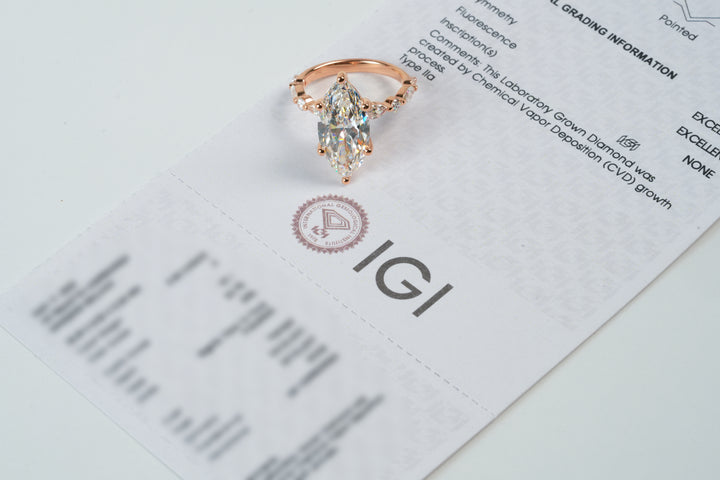 ISABELLA ROSEGOLD RING 5CT MARQUISE CUT LAB DIAMOND