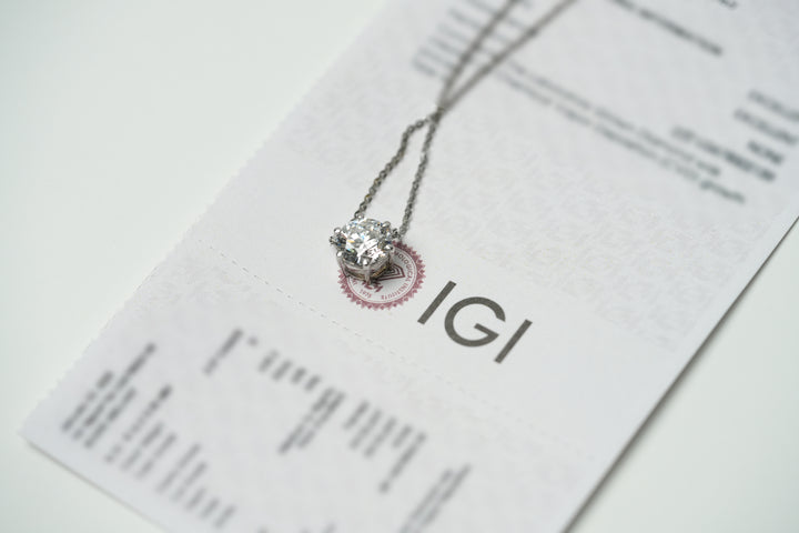 KYLA WHITEGOLD NECKLACE 2CT ROUND CUT LAB DIAMOND