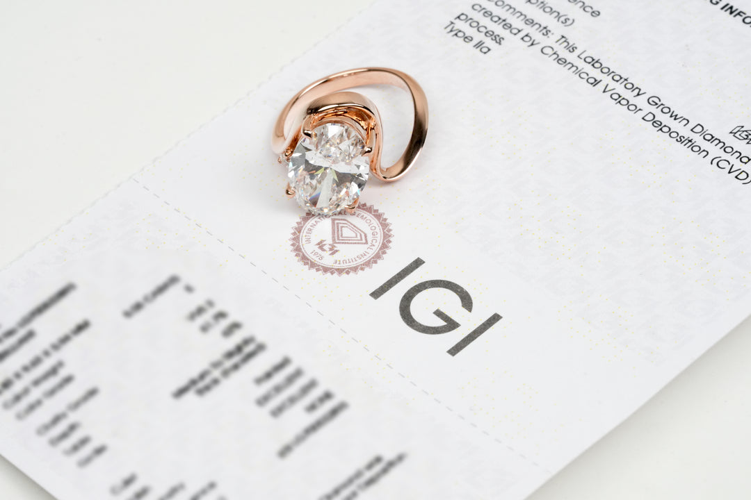 CASSIA ROSEGOLD RING 5CT OVAL CUT LAB DIAMOND