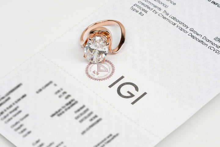 CASSIA ROSEGOLD RING 5CT OVAL CUT LAB DIAMOND
