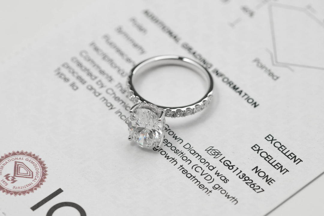 IRIS WHITEGOLD RING 3CT OVAL CUT LAB DIAMOND