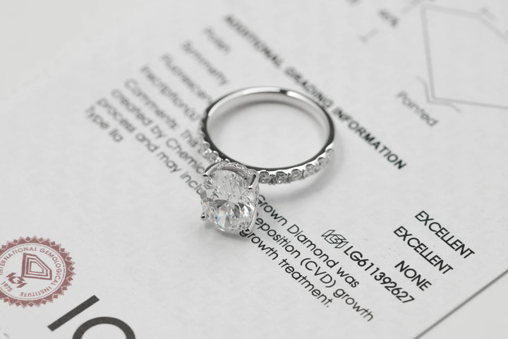 IRIS WHITEGOLD RING 3CT OVAL CUT LAB DIAMOND