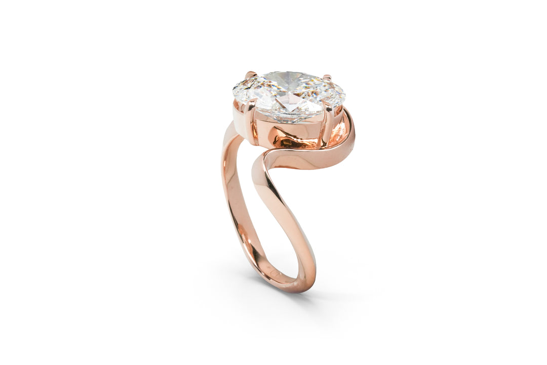 CASSIA ROSEGOLD RING 3CT OVAL CUT LAB DIAMOND