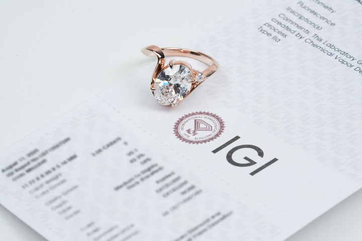 CASSIA ROSEGOLD RING 3CT OVAL CUT LAB DIAMOND