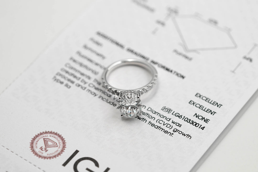 IRIS WHITEGOLD RING 3CT OVAL CUT LAB DIAMOND