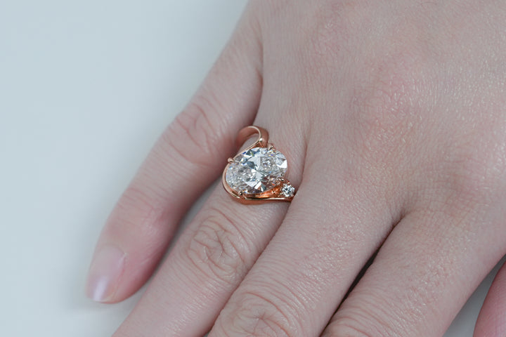 CASSIA ROSEGOLD RING 3CT OVAL CUT LAB DIAMOND