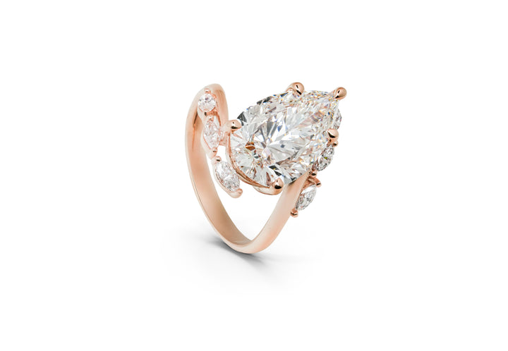 JASMINE ROSEGOLD RING 5CT PEAR CUT LAB DIAMOND