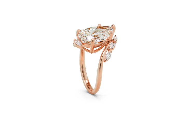 JASMINE ROSEGOLD RING 5CT PEAR CUT LAB DIAMOND